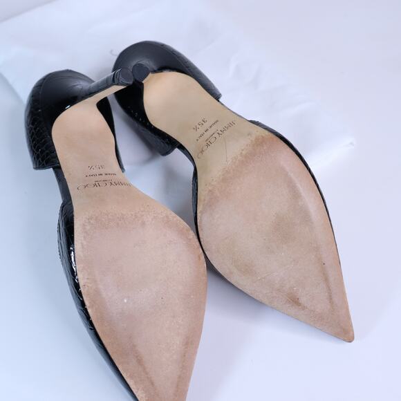 JIMMY CHOO Addison D'Orsay Pump Black Croc Embossed Leather Women's 35.5/US 5.5 - Picture 8 of 8
